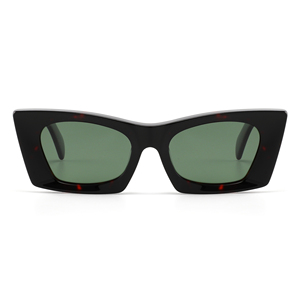 <b>Rectangle</b> Full Rim <b>Sunglasses</b> <b>Black</b> Frame Green Lens Anti-Uv Protection Women Adult - Product Image 5