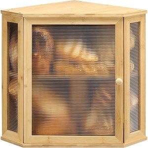 Boîte à pain en bambou à double couche, armoire de rangement de cuisine, couleur naturelle, organisateur multifonctionnel de bureau pour aliments et cosmétiques - Product Image 1