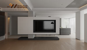 Homedge Modern Floating Wand-TV-Ständer 16 Farb-LEDs Höhen verstellbare Aufbewahrung Holz Entertain ment Center für Fernseher - Product Image 6