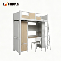 Lit superposé multifonction de luxe en métal pour dortoir, avec bureau intégré