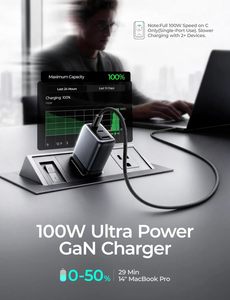 LISEN 2026 <span class=keywords><strong>Chargeur</strong></span> rapide populaire B708 100W Mini 3 ports GaN USB C pliable pour <span class=keywords><strong>MacBook</strong></span> iPad <span class=keywords><strong>iPhone</strong></span> 17 16 Samsung S26 - Product Image 6