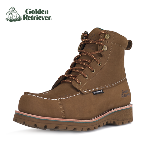 G24003 Men's Lace-Up Waterproof Anti-Slip Hiking Boot with PU Midsole and Soft Insole Coyote Nubuck Leather Golden Retriever