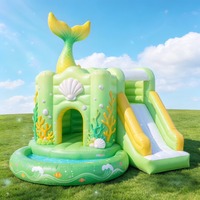Château gonflable géant en forme de queue de poisson avec double toboggan et piscine, structure de saut en PVC de qualité commerciale pour parc d'attractions pour enfants