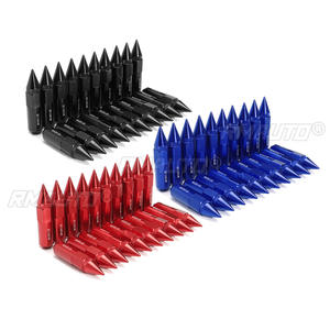 20 pièces d'écrous de roue de voiture en aluminium M12X1.25 avec pointes de 60 mm, allongés, Tuner, bleu/rouge/noir - Product Image 3