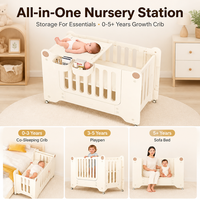 Lit bébé multifonctionnel 4-en-1 pour cododo avec station à couches et roulettes, vente en gros, OEM ODM