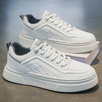 Chaussures décontractées blanches pour hommes, style minimaliste, basses, en caoutchouc, épaisses, respirantes, rehaussantes, personnalisables en gros