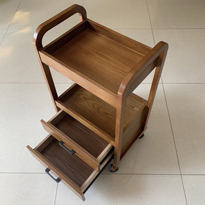 Sober Durable Beauty Salon Furniture Solid Wood Beauty <b>Tool</b> <b>Cart</b> With Double Drawers - Product Image 4