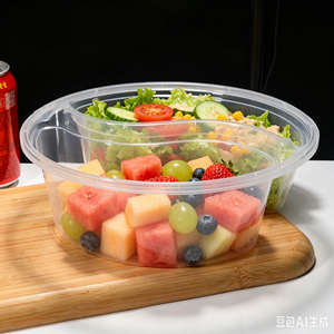 Contenitore per Alimenti Rotondo a 2 Scomparti in PP per Alimenti, Scatola da Asporto per Verdure, Insalata, Frutta, Pollo Fritto, Patatine Fritte - Product Image 6