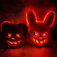 Masque de fête lumineux LED HLC pour Halloween, masque lumineux effrayant ours brun lapin, accessoire de déguisement cosplay pour la déguisade d'horreur