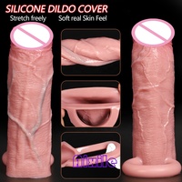 Manchon réaliste pour pénis avec embout ouvert et anneau de boule pour hommes, extenseur de pénis en silicone souple pour une circonférence accrue