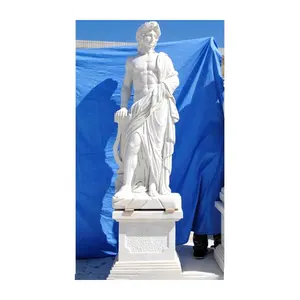Statua di marmo giardino interno casa all'aperto Hotel Villa Angels Naked Lady Sitting Man statua di marmo