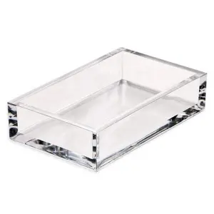 Factory Wholesale Acrylic Paper Guest Towel Holder Clear Rectangle Napkin Tray