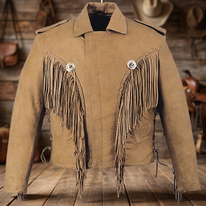 Veste en cuir de vache style Bon Jovi avec franges et conchos - Product Image 2