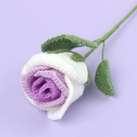 Bouquet de roses en verre à vin, crocheté à la main, écologique, fleur tricotée en fil fini, pour la remise des diplômes et Noël