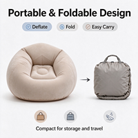Canapé gonflable floqué moderne et pliable avec pompe pour camping, jardin et terrasse