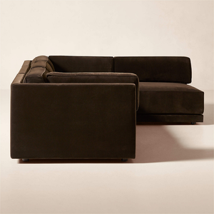 Divano Modulare <span class=keywords><strong>a</strong></span> L in Velluto Marrone Scuro, Design Moderno in 4 Pezzi per Soggiorno - Product Image 3