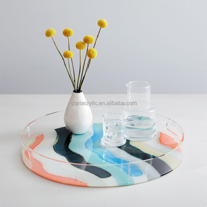 Vòng trang trí khay acrylic <span class=keywords><strong>lucite</strong></span> phục vụ khay với xử lý perspex thực phẩm khay tráng miệng tấm cho Bàn cà phê - Product Image 6