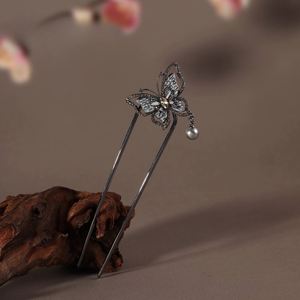 Horquillas para el Cabello en Forma de U con Elegantes Diseños de Mariposa y Perlas Colgantes, Nuevas Horquillas de Estilo Chino, Joyería para el Cabello, Adornos para Peinados - Product Image 1
