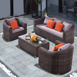 hot sale luxury fashion outdoor furniture sectional patio rattan wicker fabric outdoor garden sofa wicker patio sets outdoor