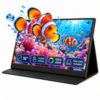 Écran portable tactile 16 pouces OEM ODM FHD Plus IPS 14 mm 822G avec étui en cuir, double USB-C HDMI, deuxième écran pour ordinateur portable
