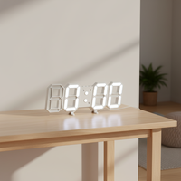 Horloge Réveil LED Numérique 3D Lumineuse Moderne avec Affichage de l'Heure et de la Température, Fonction Snooze et Calendrier