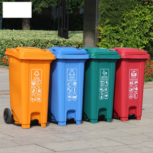 Fujian Xiamen four-color sorting garbage <b>bins</b>, 120L and 240L plastic foot-operated garbage <b>bins</b>, outdoor sanitation <b>large</b> - Product Image 2