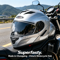 Casque de moto relevable personnalisé pour la conduite urbaine et les trajets quotidiens, avec double visière, coque légère en ABS, protection toutes saisons