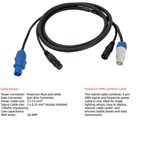Câble Combo Flexible Powercon 1m 2m 3m 5m 1.5m XLR DMX512 Câble d'Alimentation Combiné 3 x 1.5mm pour Éclairage de Scène et Têtes Mobiles
