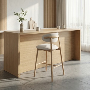 Tabouret <span class=keywords><strong>de</strong></span> <span class=keywords><strong>bar</strong></span> haut en bois massif et similicuir, design nordique moderne avec dossier incurvé pour <span class=keywords><strong>bar</strong></span> à domicile et cuisine - Product Image 3
