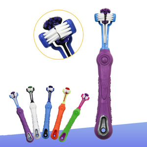 <span class=keywords><strong>Amazon</strong></span> Hot Sale mascot dog toothbrush three in the mouth tooth head scrub brush cleaners - Product Image 1