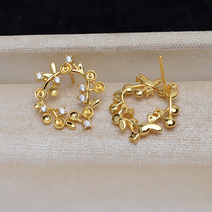 Boucles d'oreilles universelles en argent S925 faites à la main, accessoires de bijoux en jade et perles, support vide 3978 - Product Image 5