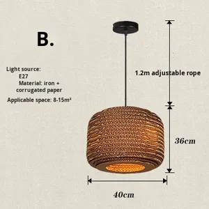 Luminaire suspendu d'hôtel style nordique rétro, design unique en nid d'abeille, conception d'ingénierie de chrysalide nue, style vintage, fer chocolat + parchemin - Product Image 6