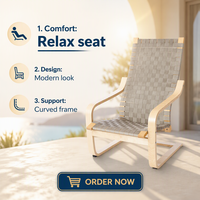 Fauteuil de relaxation moderne d'extérieur en bois massif, idéal pour salon, patio, jardin, villa et mobilier de resort - Vente chaude