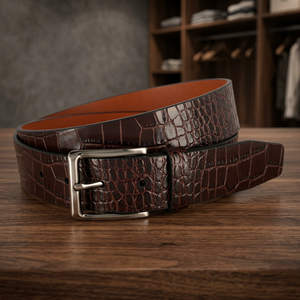 Cinturón de Cuero Vacuno Vintage para Hombre con Hebilla de Acero Inoxidable, Longitud Personalizada, Ecológico, Resistente al Agua y de Alta Resistencia - Product Image 1