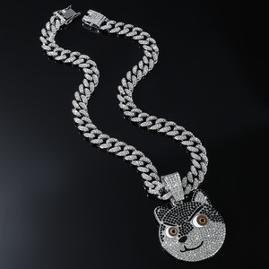 Pendentif tête de chien Husky Meme amusant, plaqué or 14K, style Hip Hop Bling, chaîne cubaine, unisexe, cadeau de fête pour enfants, tendance - Product Image 4