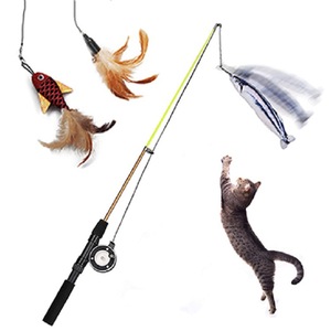 Juguete Ecológico y Sostenible para Gatos, Tipo Pez, Caña de Pescar Telescópica con Pluma de Peluche y Acero Inoxidable para Uso Diario - Product Image 5