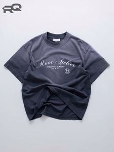 Camiseta Personalizada para Hombre, 100% Algodón, Estampada, Estilo Seda, Corte Holgado, Casual, Vintage, Lavada, Retro, Estilo Americano Antiguo, Manga Corta, 280g - Product Image 4