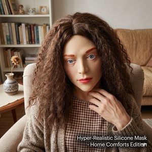 Máscara Facial Completa <span class=keywords><strong>de</strong></span> Látex Divertida y Extraña 2026 con Cabello Negro, Rostro Realista y Espeluznante para Disfraces <span class=keywords><strong>de</strong></span> Pascua, Halloween, Carnaval y Cosplay - Product Image 4