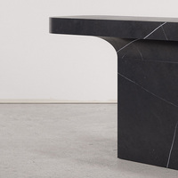 Table console en marbre noir KUMUSI, style rétro, pour salon ou hôtel, taille personnalisable, facile à nettoyer, design luxueux