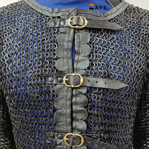 Vente en gros de chemise de cotte de mailles médiévale de meilleure qualité Hauberk armure en acier doux pour l'exportation artisanat en métal - Product Image 2
