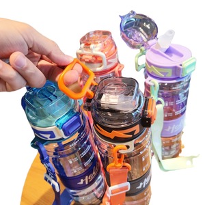 Simple 1000Ml Duckbill Straw Water Bottle With Scale And Strap Portable Fitness Sports Cup - Product Image 5