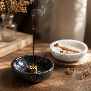 Support en marbre pour Palo Santo et bol à <span class=keywords><strong>sauge</strong></span> avec brûleur à bâtonnets d'encens en laiton pour le yoga, la méditation et l'aromathérapie à domicile - Product Image 4