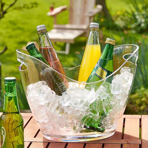 Cubo de hielo de transparencia personalizado para vino, champán, cerveza, acrílico y enfriador de plástico PP con pinzas, soporte de cerveza promocional - Product Image 5