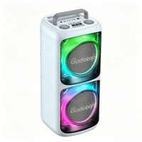 Machine de karaoké sur roulettes, enceinte DJ portable, subwoofer RGB, système audio stéréo Hi-Fi carré double 8 pouces, design anti-chute, pour extérieur