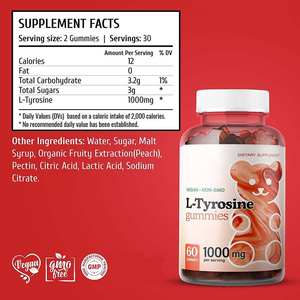 Etiqueta privada Soporte orgánico Salud Cerebro Energía y estado de ánimo Suplemento de gomitas Vegan Herbal L-tysorine Gummies - Product Image 2