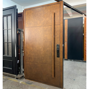 Porta d'Ingresso Minimalista in <span class=keywords><strong>Acciaio</strong></span> con Maniglia Lunga in Bronzo e Serratura Intelligente, Porta Esterna Contemporanea in Alluminio per Villa - Product Image 1