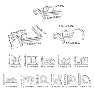 Clous d'oreilles mignons en acier inoxydable plaqué argent S/<span class=keywords><strong>L</strong></span>/I, 12 constellations et horoscopes, pour fiançailles, fêtes, mariages et cadeaux - Product Image 2