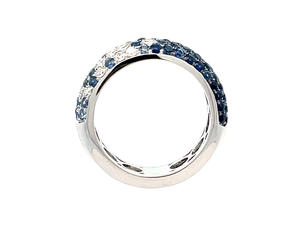 Anillo de boda clásico y confiable de oro blanco puro de 18k con diamantes y zafiros auténticos para mujer, ideal para fiestas y aniversarios. - Product Image 3