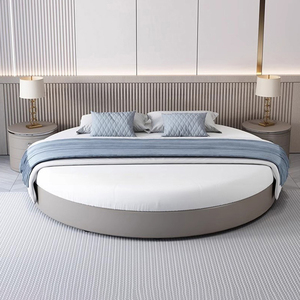 Современный Простой дизайн круглый каркас кровати 2 м и 2,2 м большой размер отель круглый комплект высокого качества кожаная татами круглая кровать для дома - Product Image 1