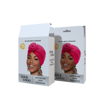 Boîtes d'emballage de bonnet de cheveux en satin de taille personnalisée et de conception libre Boîte de bonnet de cheveux en satin Boîte de rangement à large bande